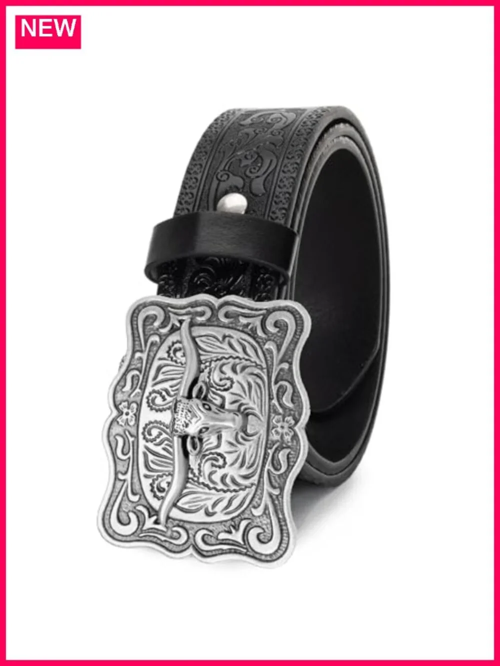 Western Belt Faux Leather Turquoise Oval Buckle Adjustable Women Cowboy